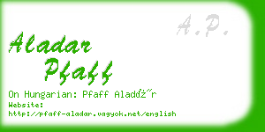 aladar pfaff business card